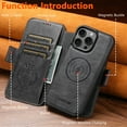 thumbnail image 2 of 2-in-1 Case for iPhone 14 Pro Max, PU Leather Outer Wallet Case with Magnetic Detachable Inner Back Case, Card Slots Kickstand Flip Cover, Full Body Protection, Magnetic Closure, Black, 2 of 8