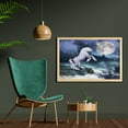 thumbnail image 2 of Unicorn Wall Art with Frame, Creature up Cliffs Rocks in Full Moonlight Sky Fantasy Design Artprint, Printed Fabric Poster for Bathroom Living Room, 35" x 23", Lilac Blue, by Ambesonne, 2 of 2