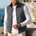 thumbnail image 2 of Men's Solid Color Sleeveless Vest Jacket Nylon Spandex Stand Up Collar Full Zip Cardigan With Multiple Pockets Lightweight Outerwear Casual Daily Travel | Zenithor,Gray 3XL, 2 of 9