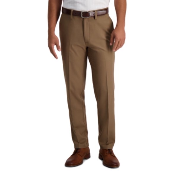 Haggar Mens Slim fit Casual Pants 29 / 30 Brown Solid