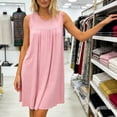 thumbnail image 5 of Nightgowns for Women Summer Crewneck Pleated Sleeveless Pajama Dress Womens Casual Solid Round Neck Relaxed Fits Lightweight Loungewear Sleepwear Night Dress, 5 of 7