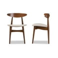 thumbnail image 4 of Baxton Studio Flora Mid-Century Modern Light Grey Fabric and "Oak" Medium Brown Finishing Wood Dining Chair, 4 of 5