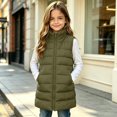 thumbnail image 5 of OGLCCG Long Puffer Vest Girls Sleeveless Quilted Warm Coat Gilet Jacket Fall Winter Zip Up Padded Outerwear with Pockets(Army Green,7-8 Years), 5 of 8