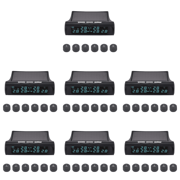 Monitor Inalámbrico Presión Neumáticos Coche 6 Sensores Externos TPMS Digital 8bar USB Solar