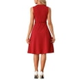 thumbnail image 3 of INSPIRE CHIC Work Office Dress for Women's Belted V Neck Sleeveless Dresses L Red, 3 of 5