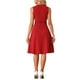 thumbnail image 3 of Vestido de oficina inspirador CHIC para mujer, vestido sin mangas con cinturón y escote en V, color rojo M, 3 of 5