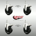 thumbnail image 2 of 5 Inch 316SS Hard Rubber Wheel Swivel ½ Inch Threaded Stem Caster Set Lock Brake, 2 of 2