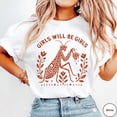 thumbnail image 4 of Praying Mantis Graphic T-Shirt, Girls Will Be Girls Vintage Botanical Insect Tee, Feminist Nature Lover Cotton Shirt, Unisex Gift, 4 of 5