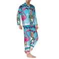 thumbnail image 2 of Balery Beach Flamingo Trio Pijama para Hombre de Dos Piezas con Manga Larga, Conjunto de Dormir y Descanso Suave con Bolsillos-Medium, 2 of 7