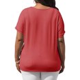 thumbnail image 5 of Plus Size Summer Short Sleeve Women V Neck Solid Casual Tee Shirt, 5 of 6