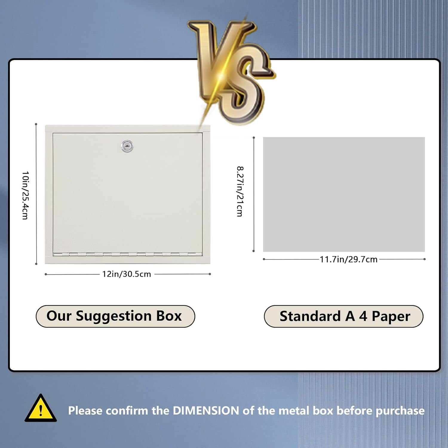 Suggestion Box with Lock and Slot, Wall Mounted Mailbox for Office, Key Drop Box with Free Suggestion Cards, Safe Lock Box, Ballot Box, Donation Box, White