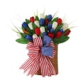thumbnail image 2 of 4th of July Wreath Red White and Blue American Flag Faux Tulip Door Wall Decor for Independence Day, Front Porch, Home or Office, 2 of 7