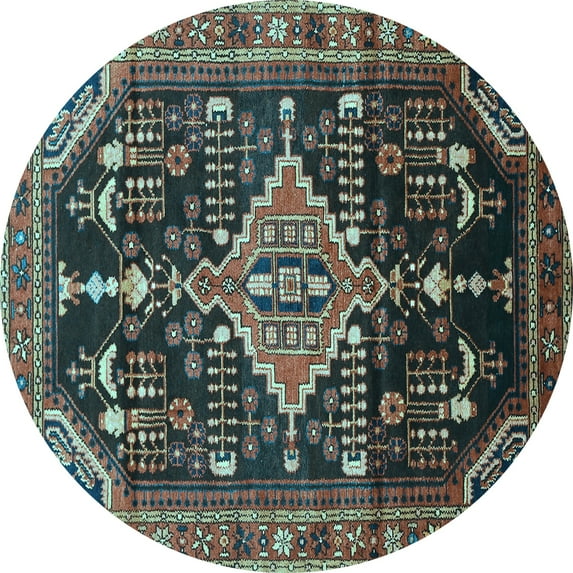 Ahgly Company Indoor Round Persian Light Blue Traditional Area Rugs, 4' Round