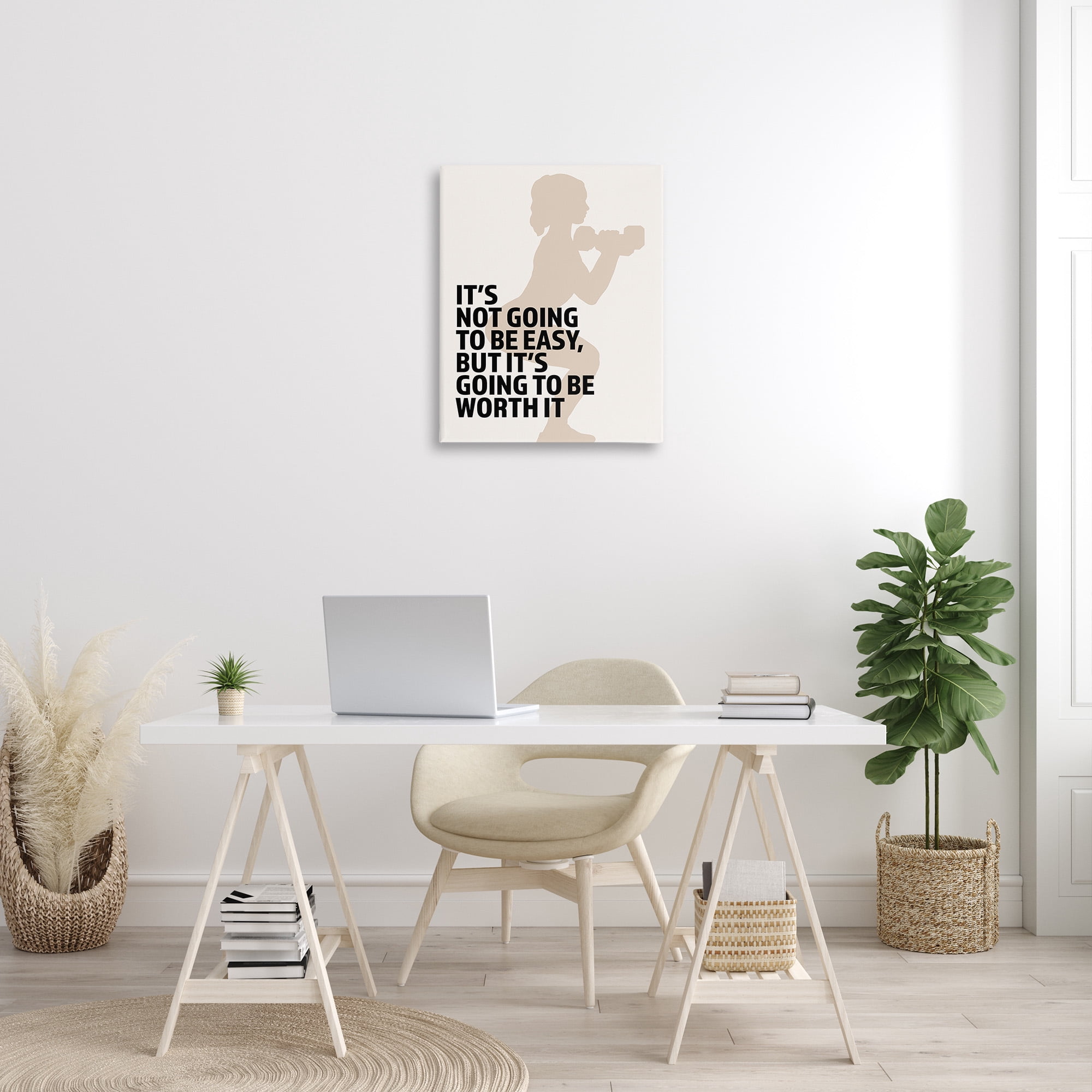 Stupell Industries Not Easy But Worth It Inspirational Painting Gallery Wrapped Canvas Art Print Wall Art, 24 x 30