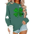thumbnail image 6 of FAVIPT Women's Crew Neck Lucky Shamrock Sweatshirt St Patricks Cute Shirts Long Sleeve Printed Casual Pullover Tops Green,S, 6 of 7