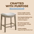 thumbnail image 5 of ROME + OAK Parker Backless Kitchen Counter Stool, Oak with Grey Upholstery, Set of 3, 5 of 13