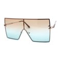 thumbnail image 3 of Oversize Shield Square Rimless Rectangle Flat Top Sunglasses Gold Brown Blue, 3 of 4