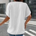 thumbnail image 5 of Plain T Shirts for Women Casual Solid Color Button V Neck Plus Size Short Sleeve Tee Summer Tops, 5 of 5