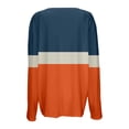 thumbnail image 5 of Spring Tops For Women Summer Color Block V Neck Long Sleeve Loose Casual Fashion Shirts Pullover Tee Shirts Holiday Wear,Orange,XL, 5 of 5