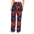 thumbnail image 3 of Uemuo Rose Flower Pattern Women's Wide Leg Palazzo Lounge Pants with Pockets Light Weight Loose Comfy Casual Pajama Pants-Small, 3 of 9