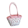 thumbnail image 2 of Cherry Purse Fruit Printed Bucket Tote Shoulder Bag, Cherry Leather Tote Bag, Cute Y2K Shoulder Purse for Women, Pink Designer Handbag with Top Handle, Fruit Print Clutch Satchel, 2 of 5