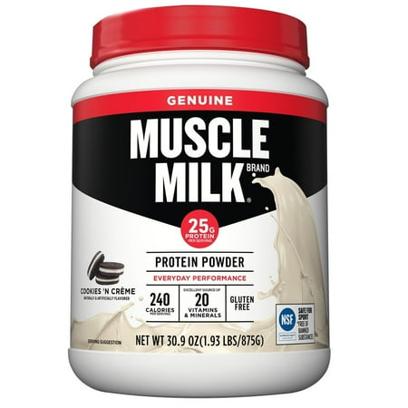 Muscle Milk Genuine Whey Protein Powder, Cookies & Cream, 25g Protein, 1.9 Lb