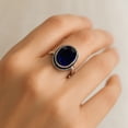 thumbnail image 4 of Blue Sapphire Gemstone Ring for Women Sterling Silver Handmade Jewelry September Birthstone Ring Healing Crystal Boho Statement Ring Size US 5, 4 of 7