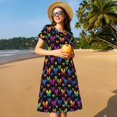 thumbnail image 4 of Easygdp Rainbow Butterfly para Vestido Transpirable de Mujer, Vestido Suelto de Manga Corta con Pliegues y Bolsillos para el Verano, 4 of 6