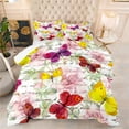 thumbnail image 2 of Colorful Girls Comforter Set Flower Butterflies with 1 Full Comforter and 2 Pillowcases for Girls Women All Season, 2 of 5
