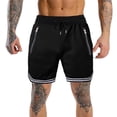 thumbnail image 2 of vdgthytj Mens Basketball Shorts Breathable Quick Dry Drawstring Waist Striped Running Athletic Shorts with Zip Pockets, 2 of 5