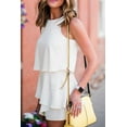 thumbnail image 3 of Women's White O Neck Ruffle Romper, 3 of 8