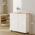 thumbnail image 2 of JassmiPkwy Double Trash Cabinet Tilt-Out,20 Gallon Farmhouse Laundry Hamper Cabinet w/2 Drawers,Hidden Wooden Trash Can Cabinets with Storage Basket for Kitchen-White, 2 of 11