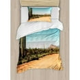 thumbnail image 3 of Saguaro Cactus Decor King Size Duvet Cover Set, Earth Path with Giant Cactus Plants to the South American Desert Picture, Decorative 3 Piece Bedding Set with 2 Pillow Shams, Multi, by Ambesonne, 3 of 3