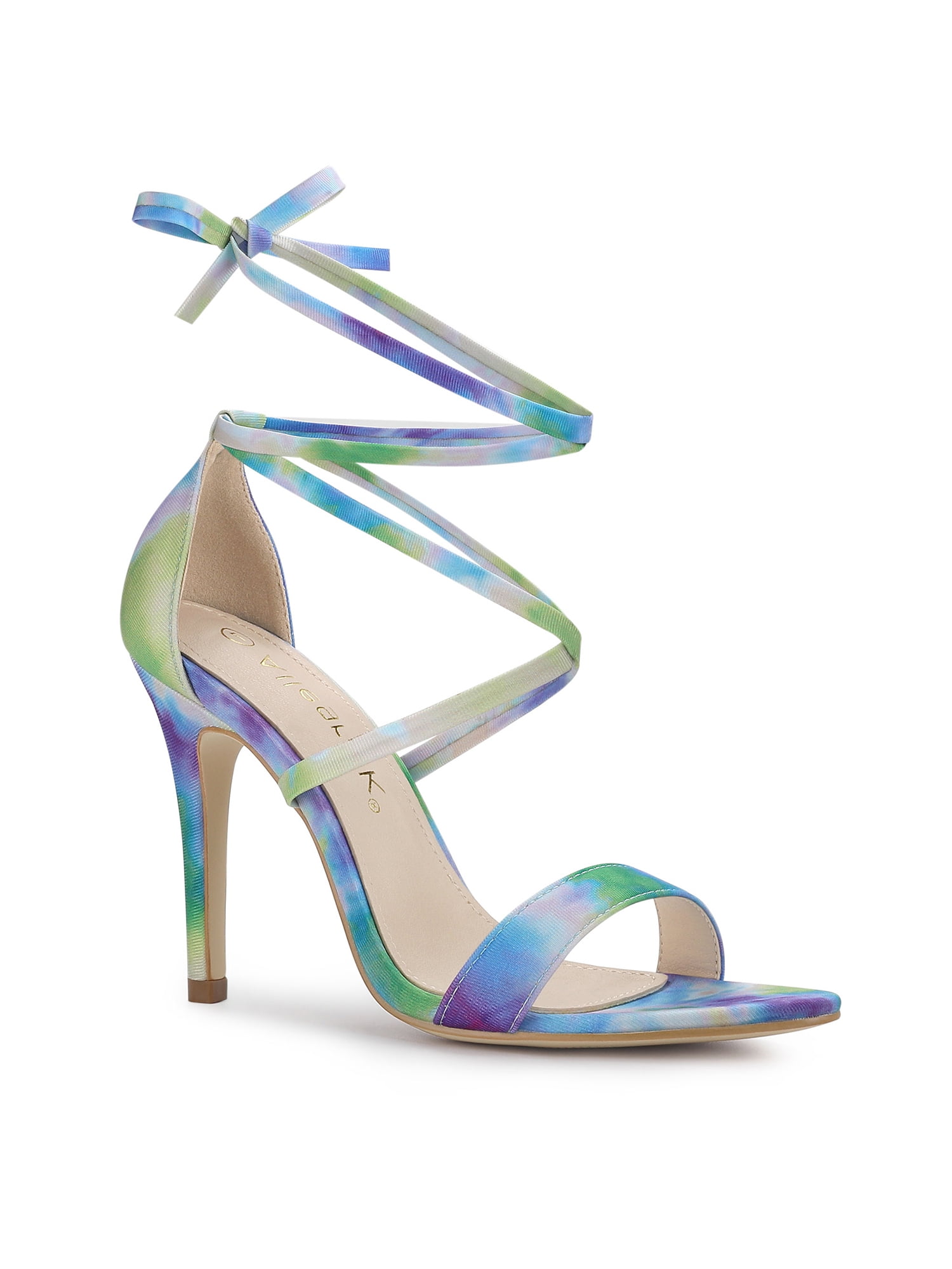 Allegra K Women's Tie Dye Lace-Up Chunky Heel Sandals - Pink, Size 9 M US, 3-Inch Heel - View #9