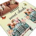 thumbnail image 2 of HELLO Sweet Cheeks Washable Living Room Rugs 6'x9', Flower Cars Cows Pigs Yellow Green Ombre Low Pile Throw Large Area Rug Non-Slip Sturdy Edge Binding Carpet for Dining Room Kitchen Office, 2 of 9