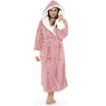 thumbnail image 1 of Sonducket Albornoz de manga larga para mujer, pijamas con capucha alargados suaves, para la ducha del hogar, de Color sólido, ropa de dormir Pijama Rosado XXL, 1 of 6