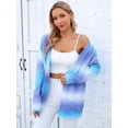 thumbnail image 3 of Womens Long Sleeve Sweater Casual Knit LightWeight Spring Summer Clothing Multicolor Top Blue M, 3 of 5