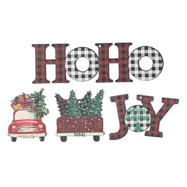 Juego de adornos navideños de madera: 24 piezas de decoraciones festivas para árboles de Navidad y más