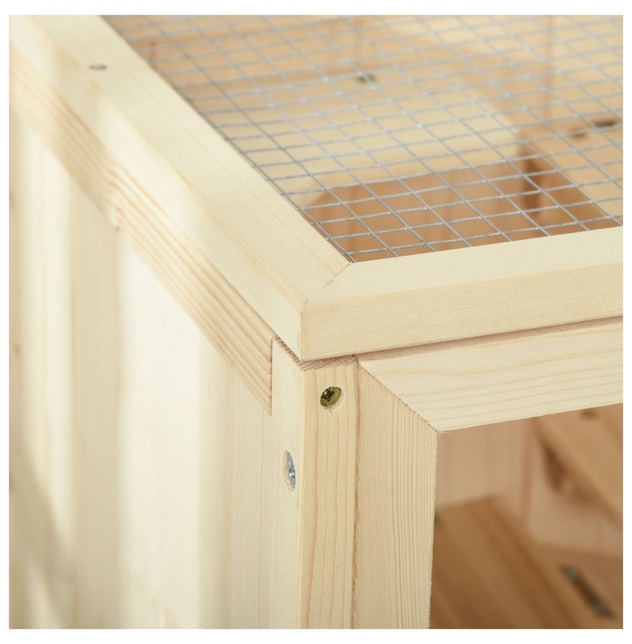 3-Tier Wooden Large Hamster Cage, Mice and Rat Cage Small Animals Hutch with Openable Top, Front Door, , Nature