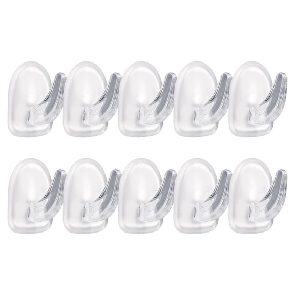 10 Pcs Adhesive Hooks for Hanging,Plastic Small Transparent Sticky Wall Hooks,Heavy-Duty No Drill Removable Wall Hangers,Reusable Mini Sticky Hangers for Kitchen Bathroom Bedroom Office,White