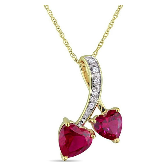 2.62 Carat (Ctw) Ruby Heart Pendant Necklace in 10K White Gold with Chain for Women