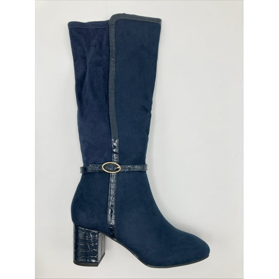Karen Scott Women's Navy Micro Isalee Buckled Zip Dress Boots Size 5M
