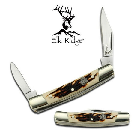 - NEW! Elk Ridge Stag Bone Handle Hunter Trapper Folding Pen Pocket Knife
