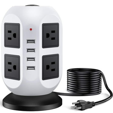 BEVA Power Strip Tower Surge Protector Flat Plug Desktop Charging