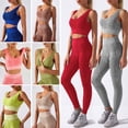 thumbnail image 1 of Conjunto de sujetador y leggings deportivos para mujer Pantalones de yoga para ciclismo estampados, 1 of 8