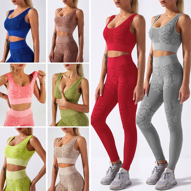 Conjunto de sujetador y leggings deportivos para mujer Pantalones de yoga para ciclismo estampados