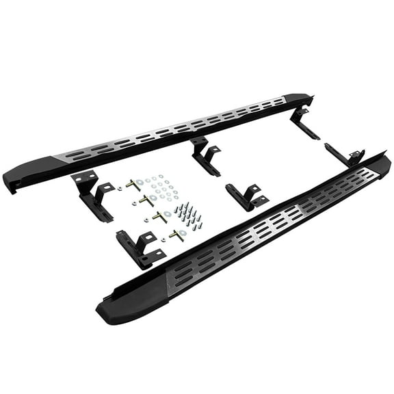 Ikon Motorsports 2PCS Running Boards Compatible With 2023-2026 Honda CR-V, V1 Style Side Step Nerf Bars Added on Bodykit Replacement Aluminum Black & Silver