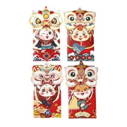 4 Pieces Chinese Red Envelopes, New Year Lunar Hong Bao ,Festival Supply Red Packet ,Cartoon Red Pockets, for Party Gift ,Wedding ,Birthday Travel Style A