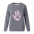 thumbnail image 4 of qelini Breast Cancer Awareness Shirt Casual Pullover Blouse Wowen's Graphic Tees Long Sleeve Shirts Fall Winter Crewneck Comfy Shirts Gray M, 4 of 4