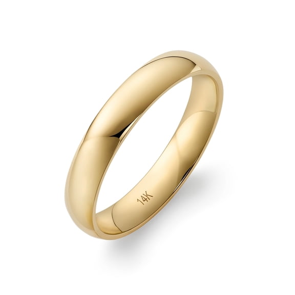 14K Yellow Gold Comfort Fit Wedding Band, High-Polish, for Men or Women, Size13